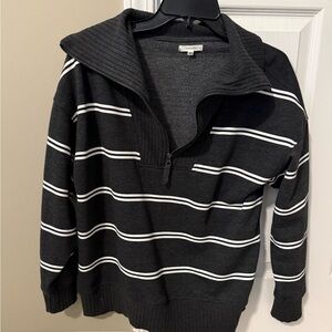 Maurices Dark Gray and White Striped Sweater